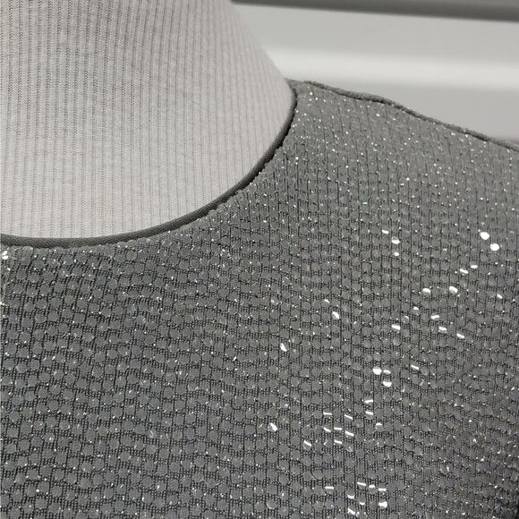 Vince Camuto Womens Cocktail Dress Size 2 Silver Metallic Sequin Long Sleeve - Picture 12 of 13